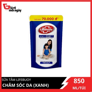 Sữa tắm Lifebuoy Chăm sóc da (Xanh) Túi 850ml
