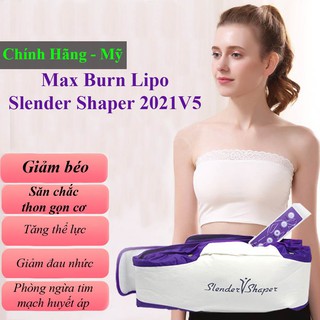 Máy Massage bụng Đai Rung Nóng Tan mỡ ChínhHãng Mỹ Max Burn Lipo Slender Shaper 2021 V5