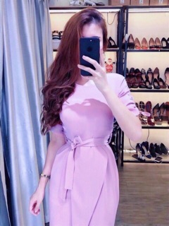 Đầm tím body tay rút