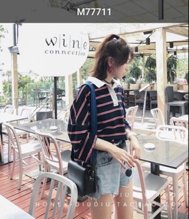 Đầm thun sọc cổ bẻ giấu quần