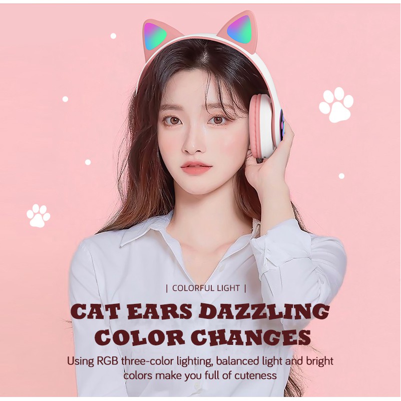 [Rẻ vô địch] Tai Nghe Mèo Bluetooth , Headphone Tai Mèo Dễ Thương Có Mic,Âm Bass Mạnh Mẽ Và Dung Lượng Pin Khủng casealpha