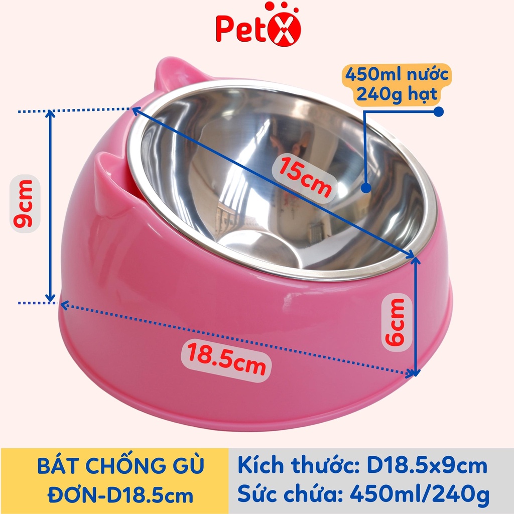 Bát ăn chống gù cho chó mèo thú cưng PetX