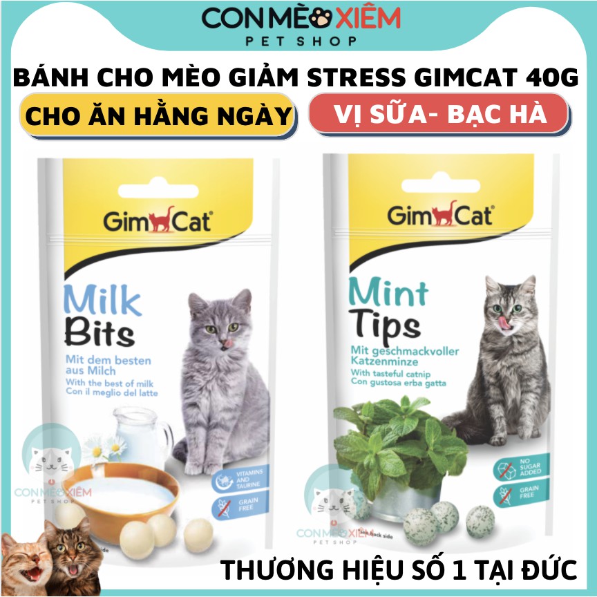 Bánh thưởng cho mèo snack Gimcat 40g, minttips giảm căng thẳng milkbits taurine mèo Con Mèo Xiêm