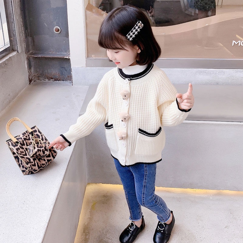 Áo Khoác Len Cardigan Phong Cách Hàn Quốc Thời Trang Mùa Thu Cho Bé Gái