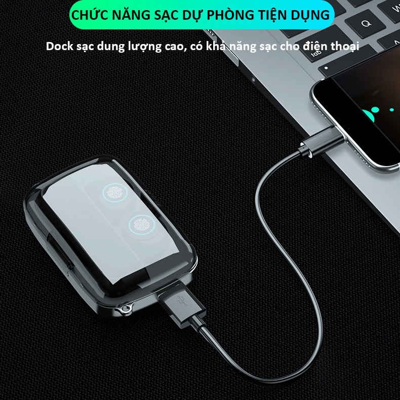 Tai nghe bluetooth không dây SIDOTECH M18 mini TWS bluetooth 5.1 âm thanh CV8 LED hiển thị pin cảm ứng vân tay