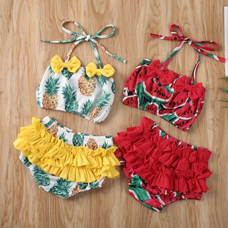 Bộ đồ tắm bikini in họa tiết trái cây đáng yêu cho bé gái