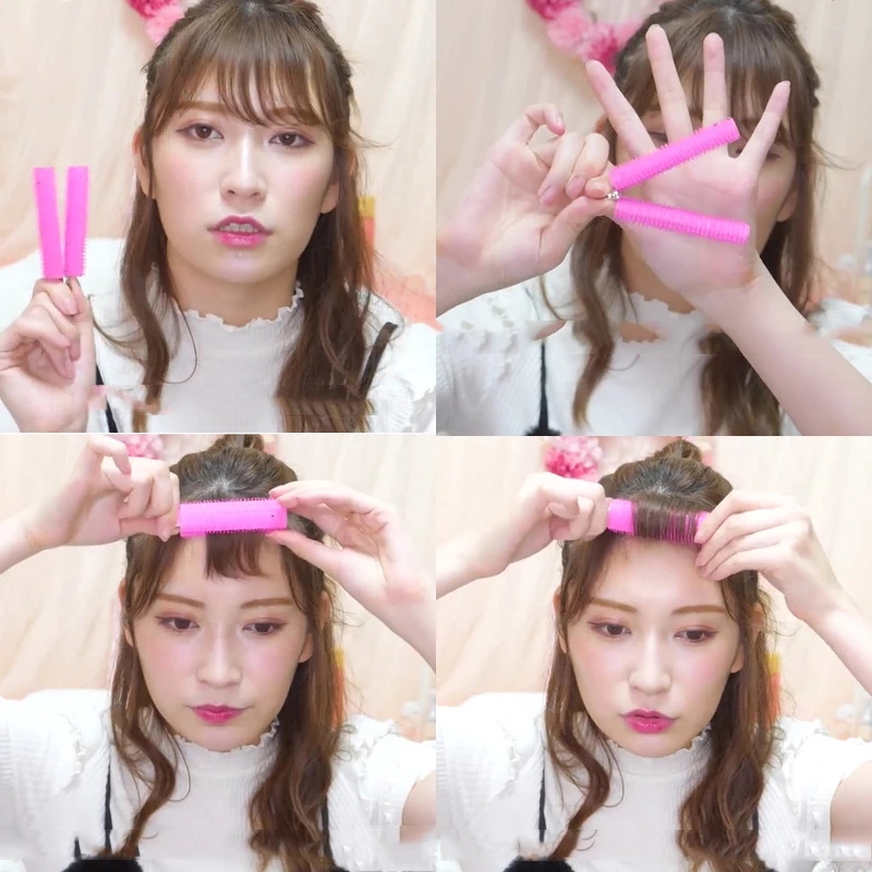 Korean DIY Bangs Hair Root Fluffy Hair Clips/ Self-adhesive Lazy Hair Rollers/ Portable Curling Tube Clips/ Women Hair Styling Tool