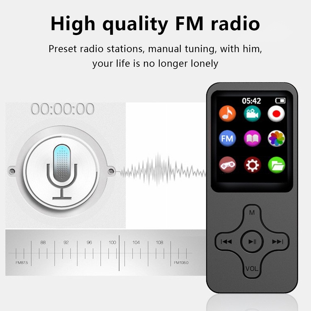 [CHOO] MP3 Player Bluetooth-compatible V4 0 Portable HiFi Music Speaker Radio Walking Running Digital Audio Recorder