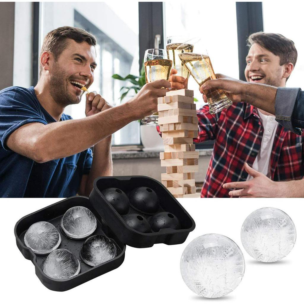 Khuôn Làm Nước Đá Anaeat 4 Ngăn Hình Khối 3D Bằng Silicon Cho Rượu Whisky/Đồ Uống Nhà Bếp/Quầy Bar