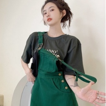 Váy yếm kaki nữ 2 dây xanh lá Cheapy ngắn freesize phom ôm dáng chữ A đi biển hottrend 2022 hàn quốc ulzzang C954