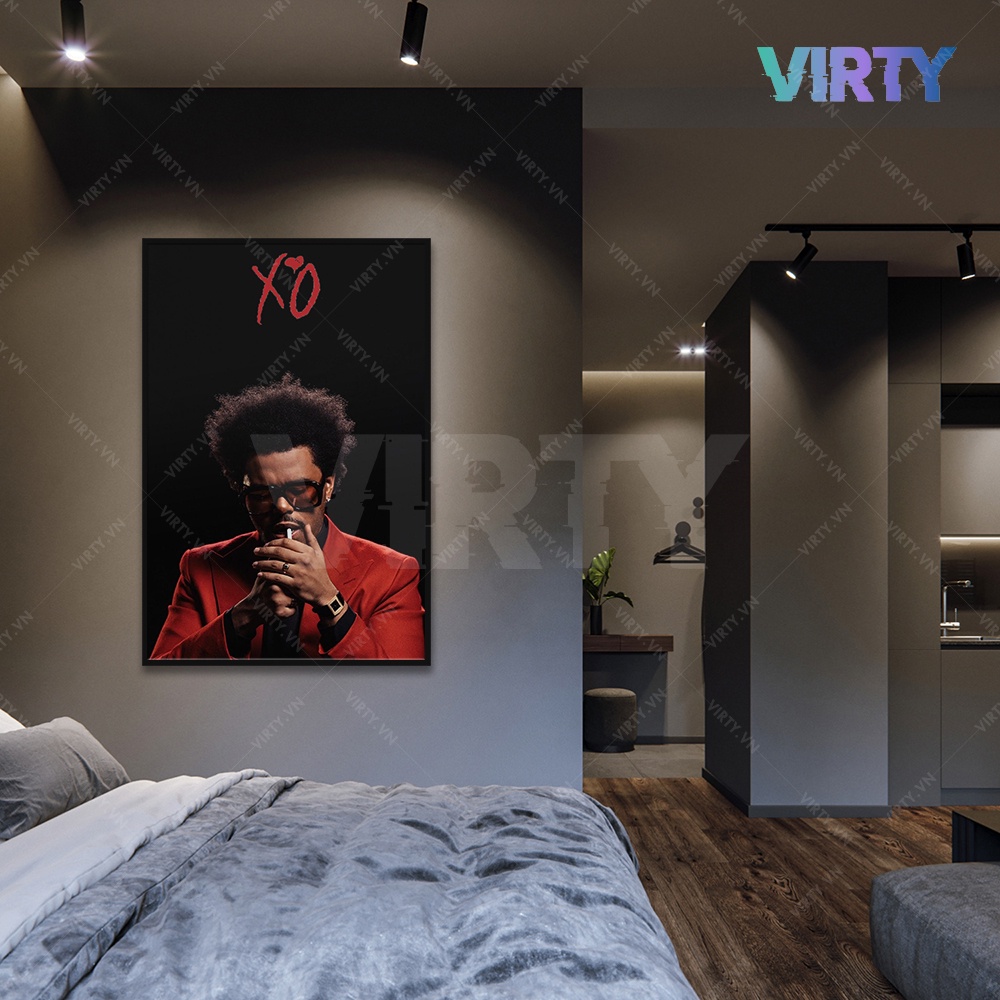 Tranh treo tường Ca sĩ THE WEEKND kèm khung composite VIRTY Tranh Canvas decor phòng ngủ, phòng làm việc