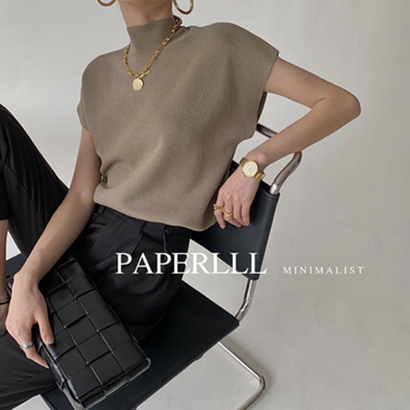 Áo dệt kim QKOOLE cổ cao dáng rộng phong cách Hàn Quốc thời trang cho nữ