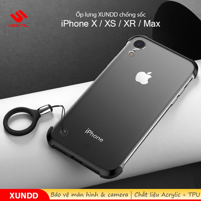 Ốp lưng XUNDD iPhone XS Max / XS / X / XR, Mặt lưng không bám vân tay, Mỏng nhẹ, Không viền