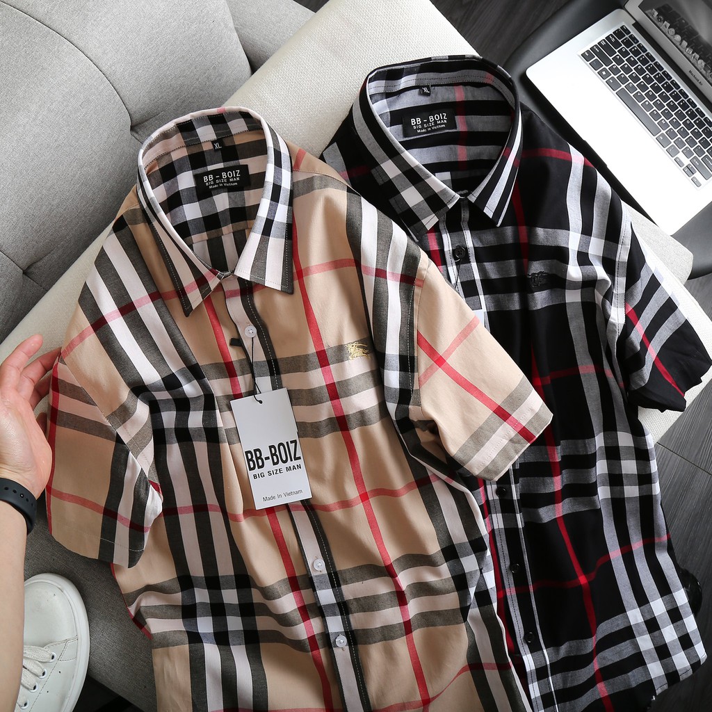 [bigsize &lt; 125kg] ÁO SƠ MI NAM tay ngắn caro BBR BIGSIZE