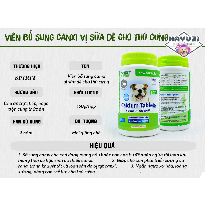 VIÊN CANXI, VITAMIN TỔNG HỢP, DƯỠNG LÔNG DÀNH CHO CHÓ MÈO - HAYUMI