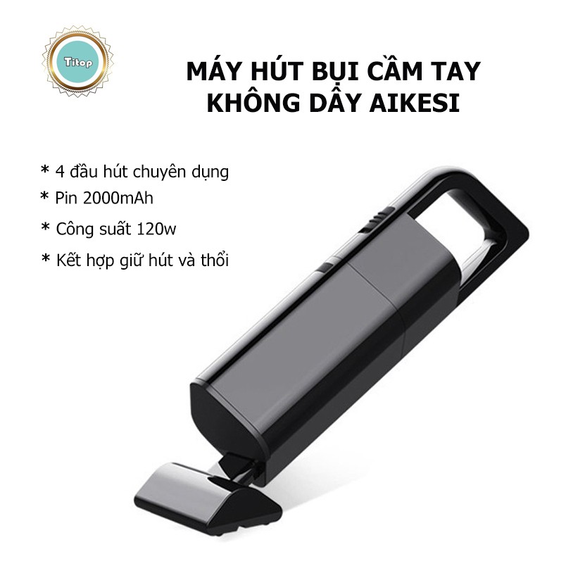 Máy Hút Bụi Ô Tô Cao Cấp Aikesi Máy Hút Bụi Đa Năng Pin 2000mAh BH 12 Tháng