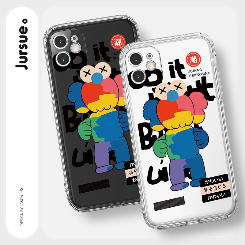 Ốp lưng JURSUE mềm chống sốc hoạt hình dễ thương đẹp cho iPhone 13 12 11 Pro Max SE 2020 X XR XS ip 8 7 Plus kute Y1757