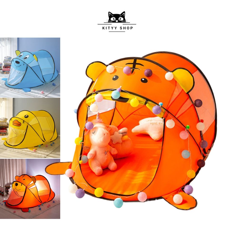 Lều cắm trại trẻ em hình thú tự bung cho bé chơi ngủ trong nhà lều bóng Linda