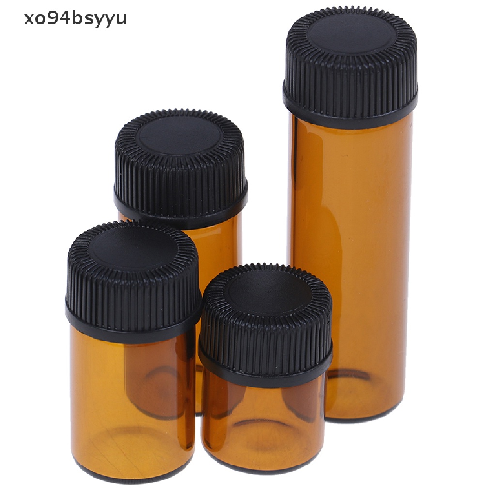 [Hàng mới về] Chai chiết tinh dầu thủy tinh màu hổ phách mini có nắp đậy 1-5ml tùy chọn