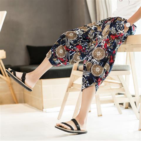 Quần dài ống rộng in hình voi Thái Lan thời trang cho nam