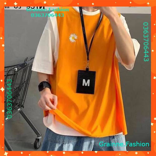 ÁO KIỂU RAGLAN THÊU HOA CÚC TÍM ĐEN CAM UNISEX - ÁO GILE PHỐI HOA CÚC TAY TRẮNG FORM TO 💎  👗👑- GNFShop