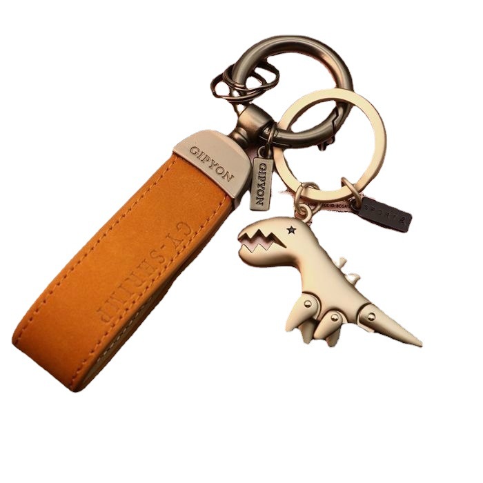 Móc khóa khủng long kim loại dây da nhiều màu sắc chống gỉ, phai màu, bền đẹp, trang trí ba lô, túi xách, quà tặng-TH04