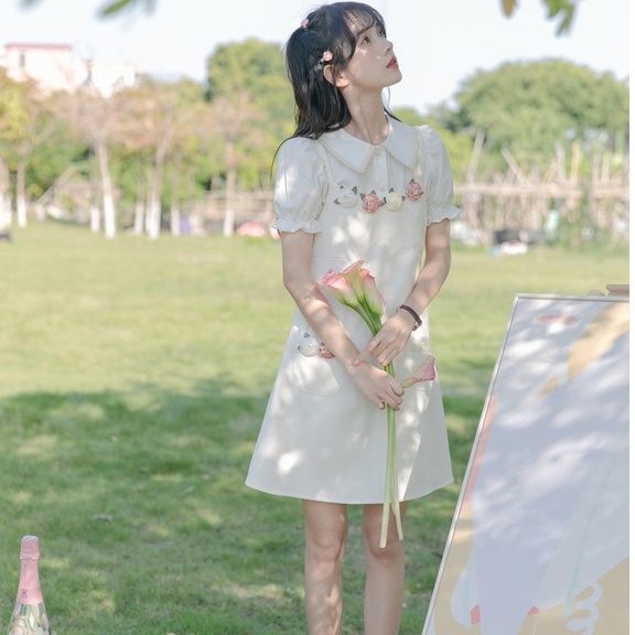 Đầm PERTY cổ búp bê thời trang mùa hè Hàn Quốc ngọt ngào dành cho nữ