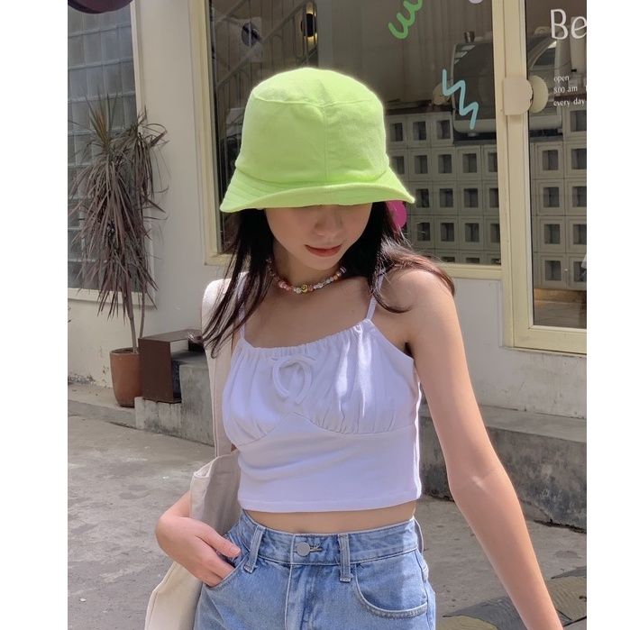 áo hai dây nữ LOLLIE STUDIO TKP139 vải thun gân ngực rút buộc dây