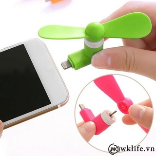 Quạt 2 cánh cắm điện thoai chân Type C-Micro USB-iphone