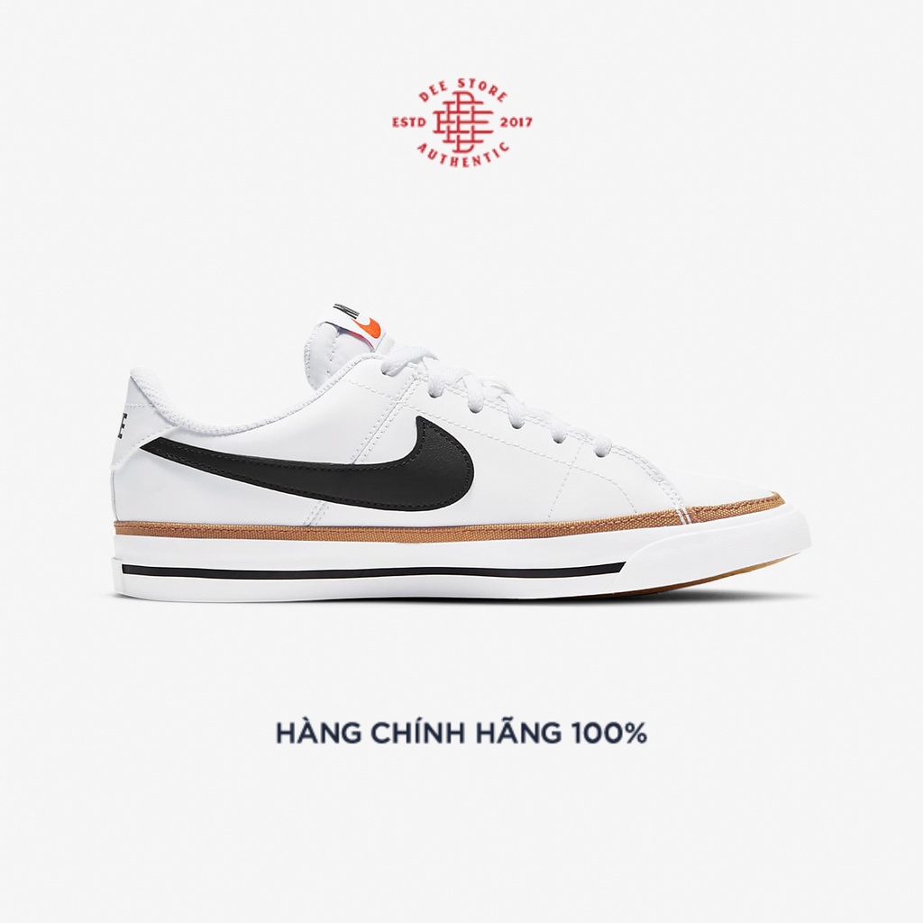 Giày Sneaker Nam Nữ Nike Court Legacy GS White Black Desert Ochre - DeeStore