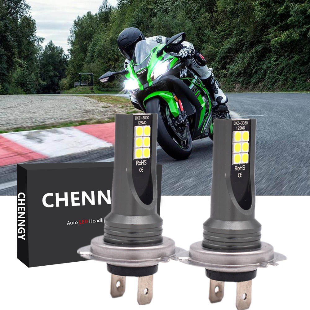 2 đèn pha LED H7 6000K cho Kawasaki ZX10R Ninja 636 ZX6R 300
