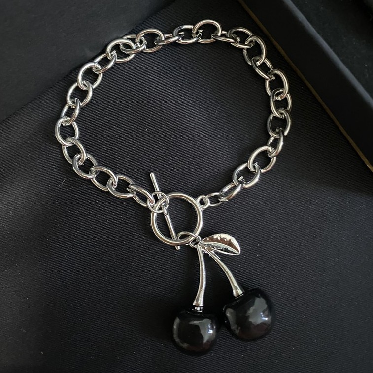 Cặp vòng tay và vòng cổ hợp kim black cherry ULA SHOP phong cách cá tính Hip Hop