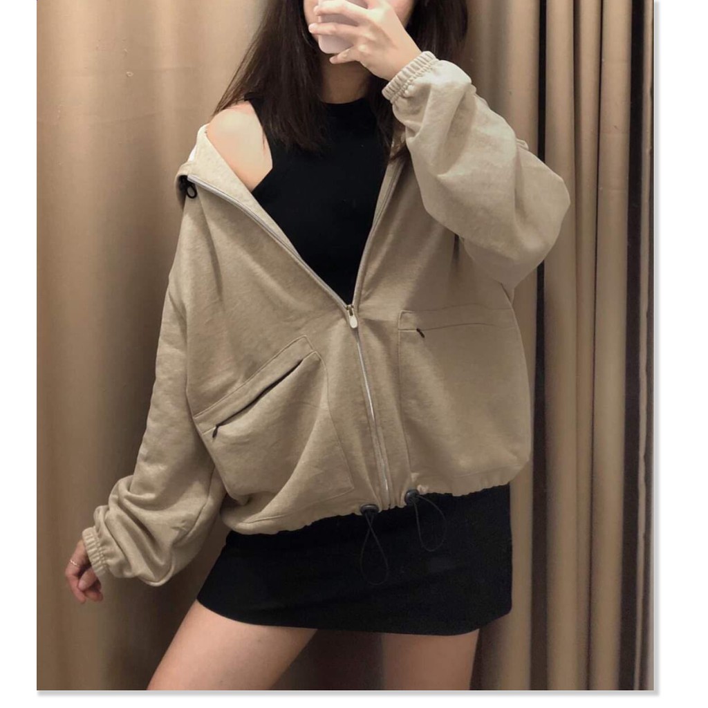 Áo Khoác Nữ - Áo Khoác Nữ Thun Nỉ Ngoại túi hộp có dây kéo tp20