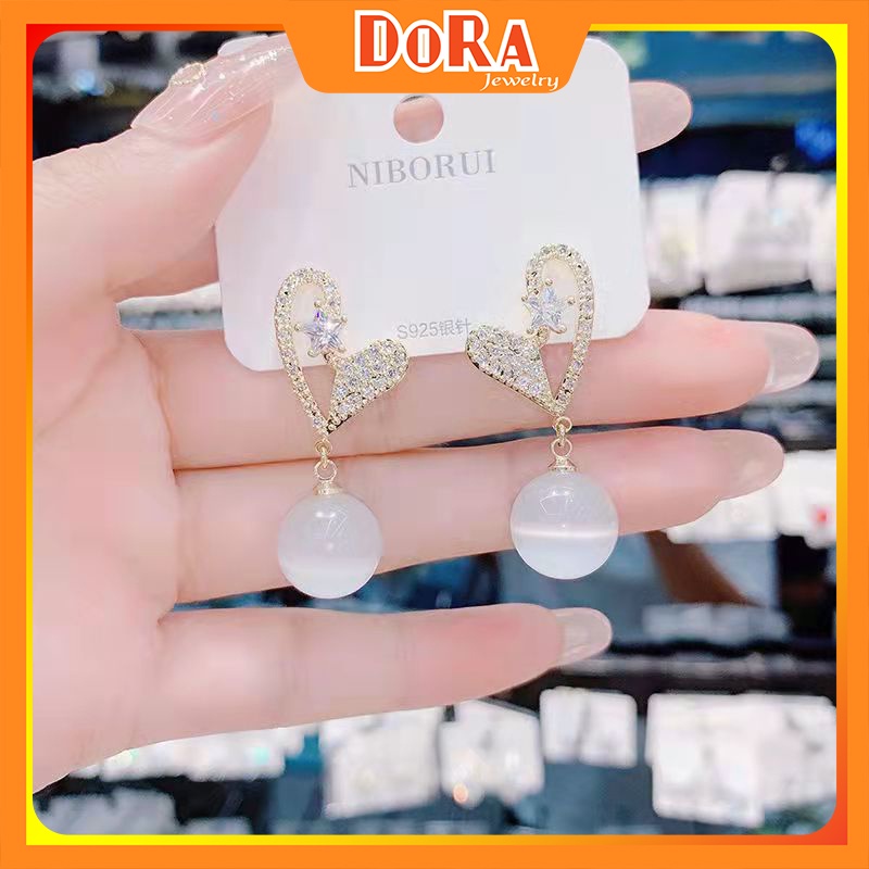 Bông tai kiểu PJ404 trẻ trung kiểu dáng đính đá phong cách sang trọng thích hợp đi đám cưới BSTKL -