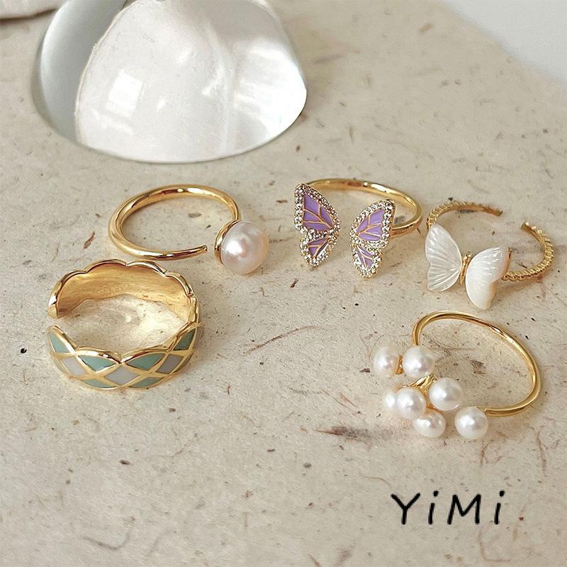 Nhẫn Hình Bướm Đính Ngọc Trai Nhân Tạo Thời Trang