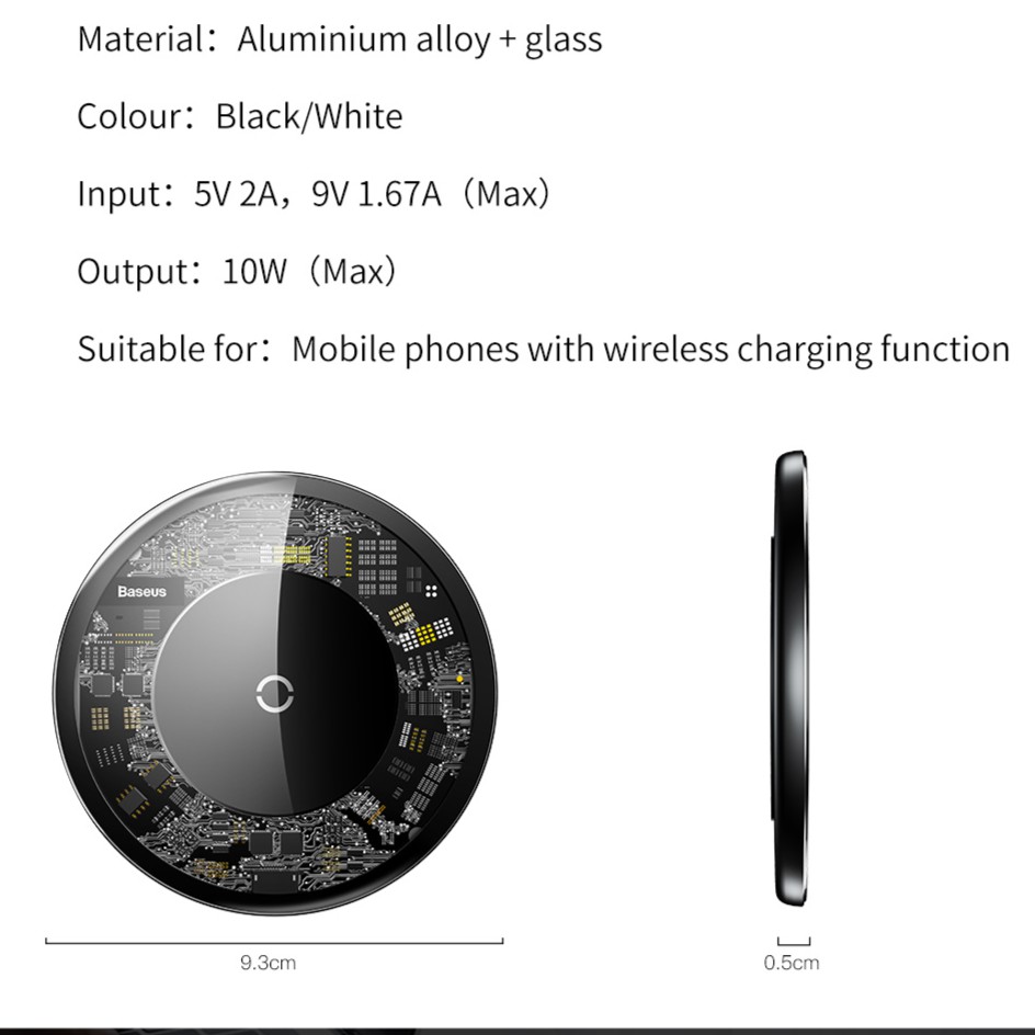 Baseus 10 wát Qi Sạc Không Dây Cho iPhone X 8 Samsung Galaxy S9 s8 Cộng Với S7