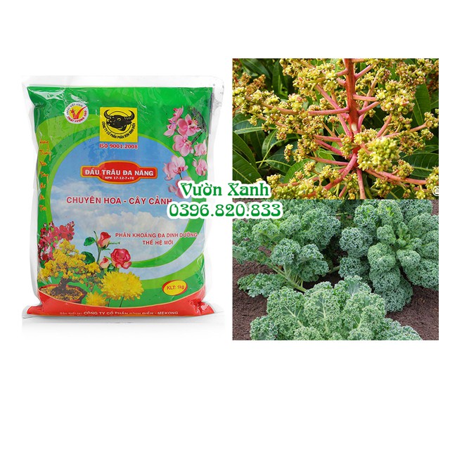 ( HOT ) Phân bón Đầu Trâu NPK 17-12-7 chuyên hoa cây cảnh chồi lá khỏe  gói 1kg