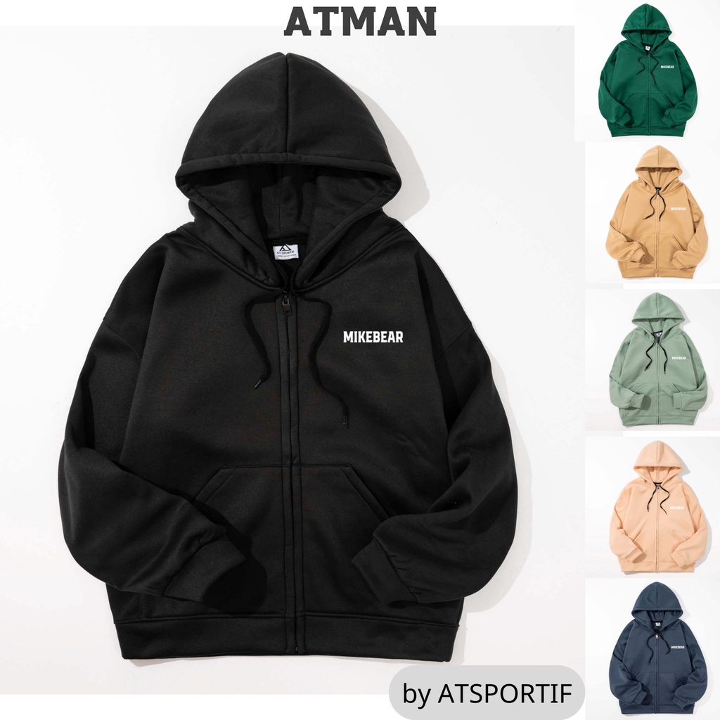 Áo Khoác Hoodie MIKE BEAR nỉ bông tay dài unisex dáng rộng, năng động, thời trang ATMAN