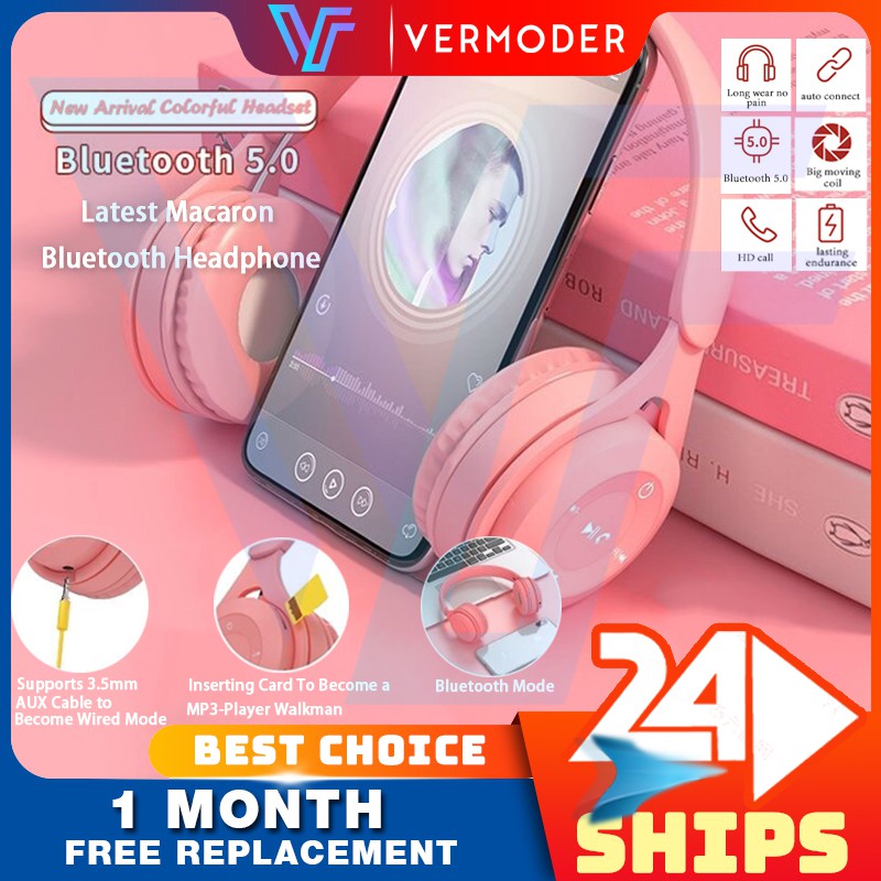 Tai nghe Macaron Tai nghe Bluetooth 5.0 Tai nghe không dây HiFi Stereo Tai nghe không dây với micrô Tai nghe