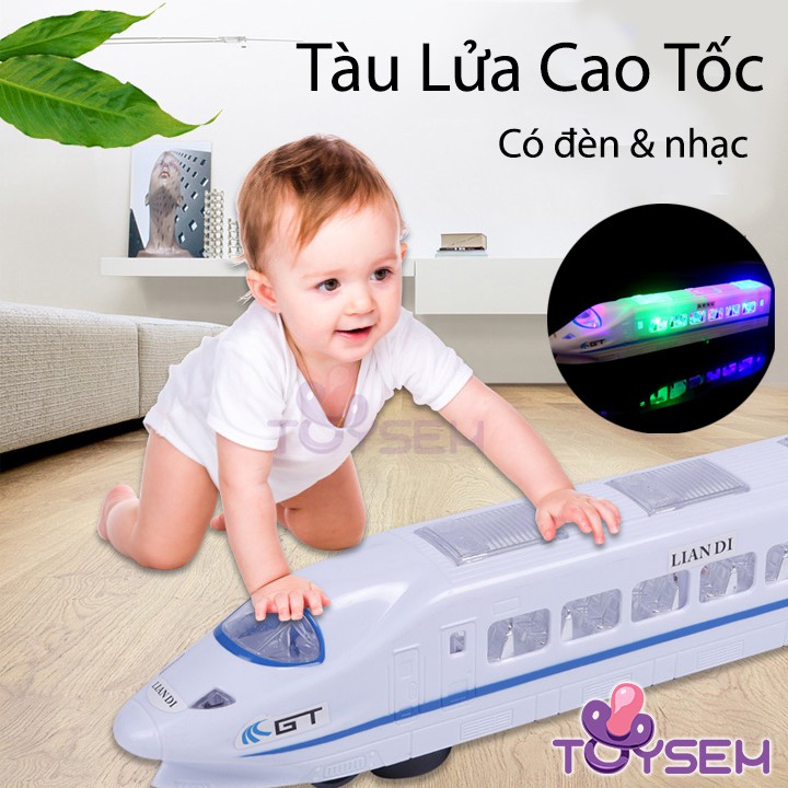 Đồ chơi trẻ em mô hình tàu hỏa cao tốc Toysem có đèn và nhạc - Quà tặng sinh nhật cho bé