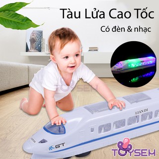 Đồ chơi trẻ em mô hình tàu hỏa cao tốc Toysem có đèn và nhạc - Quà tặng sinh nhật cho bé