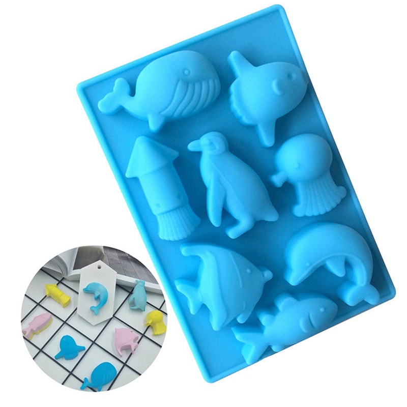 Khuôn silicone làm bánh sô cô la hình cá voi/ sao biển 8 lỗ