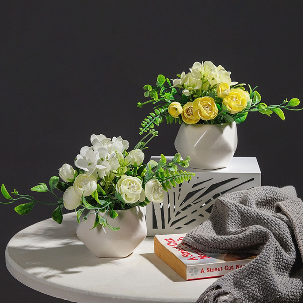 Chậu Hoa Nhân Tạo Tinh Xảo Bằng Nhựa Dùng Trang Trí Phòng Khách Đa Năng