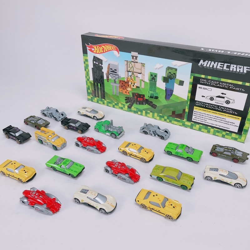 ❌SIÊU RẺ❌Bộ Đồ Chơi 20 Ô Tô Sắt Hotwheel Phiên Bản Minecraft Cực Chất-Mẫu Mới Nhất 2021