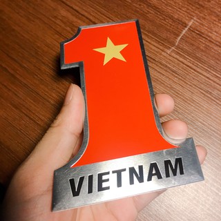 Sticker Dán Trang Trí Ô Tô (Kim Loại)- Cờ Việt Nam 01  Bản To 11x12cm