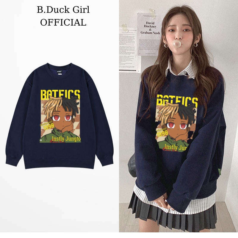 Áo nỉ sweater  nam nữ form rộng vải nỉ bông dày dặn phong cách Ulzzang BATFICS -B.Duck Girl