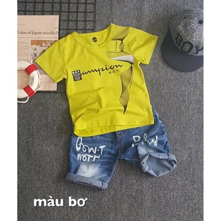 Sét áo champion phối quần jean bé trai