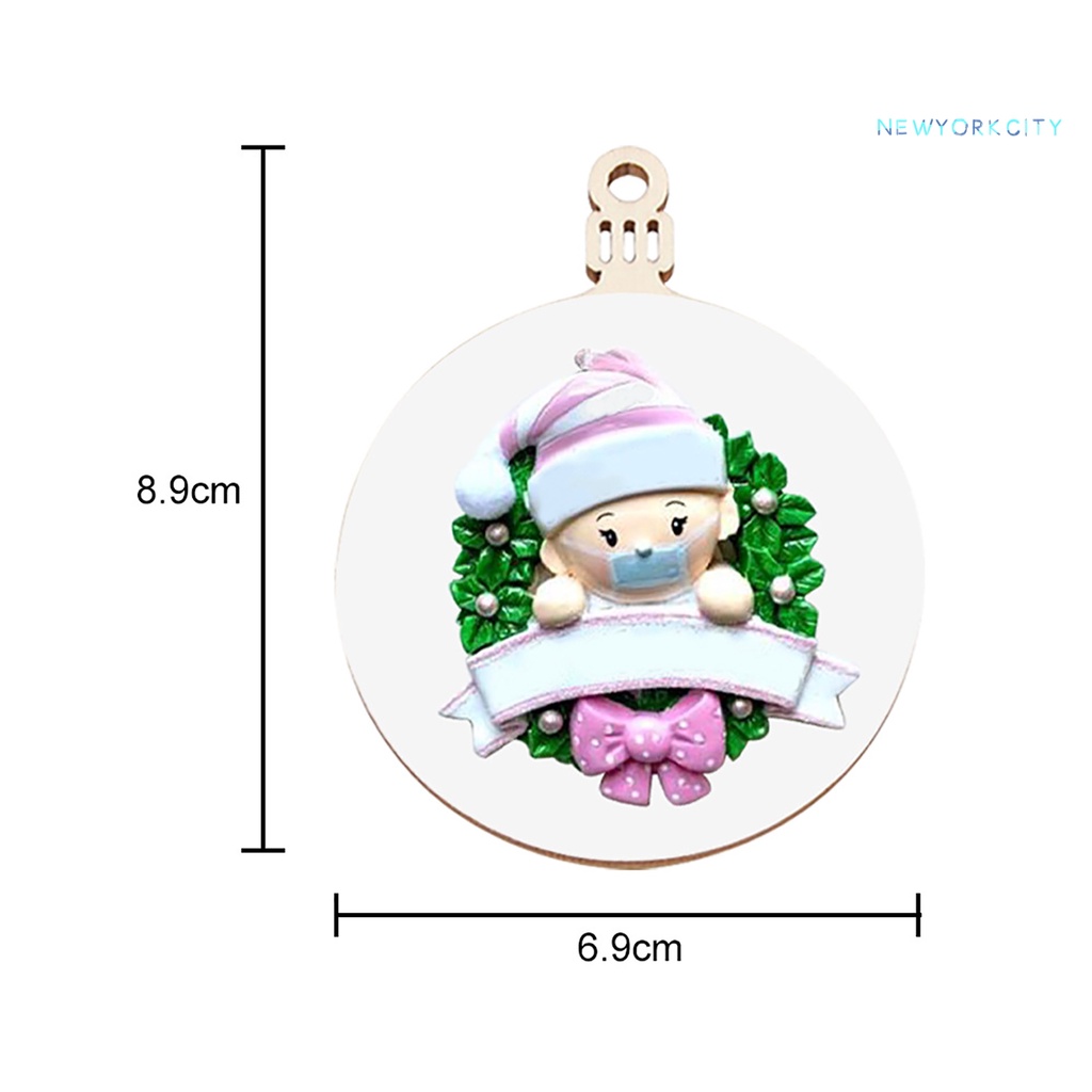 Phụ Kiện Treo Trang Trí Giáng Sinh Bằng Gỗ Kiểu Hoạt Hình Kèm Mặt Dây Che Mặt