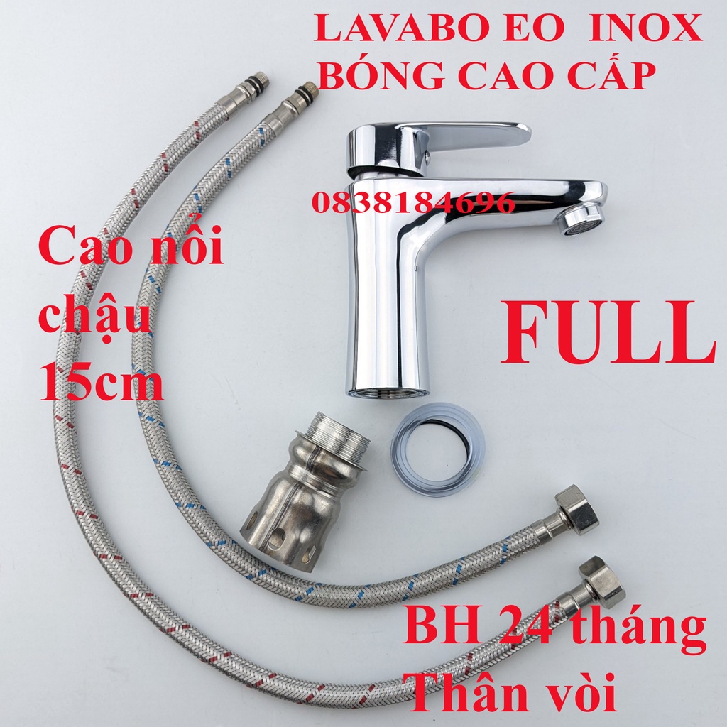 Vòi rửa mặt nóng lạnh kiểu tròn eo LABABO EO NÓNG LẠNH. Inox 304 cao cấp. Vòi lavabo nóng lạnh. Lavabo eo nóng lạnh