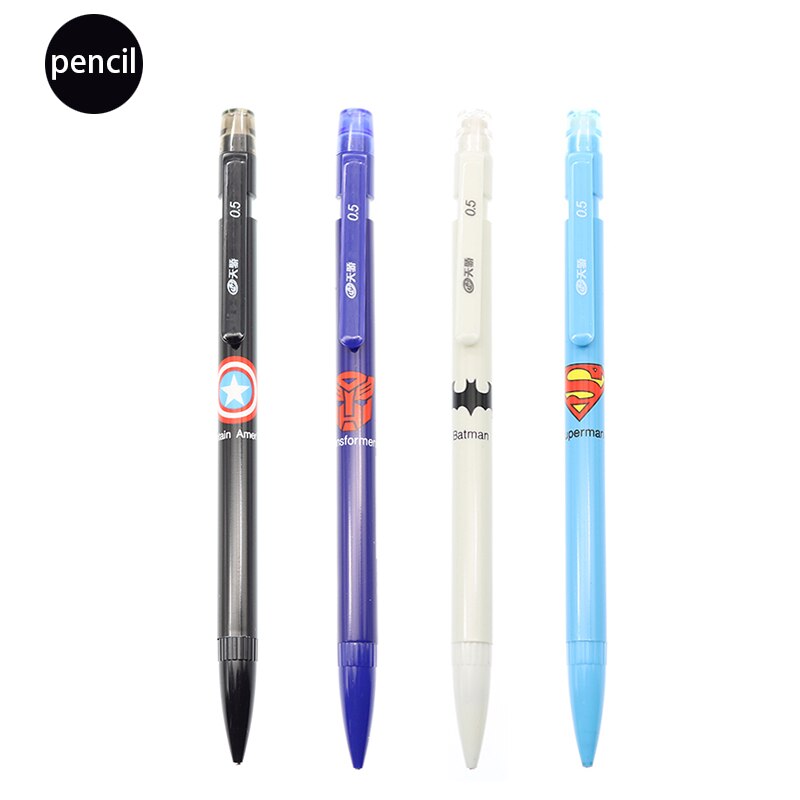 Set 4 bút chì bấm 0.5mm / 0.7mm in họa tiết siêu anh hùng sáng tạo